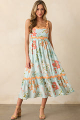 One Day At A Time Mint Green Floral Patchwork Maxi Dress
