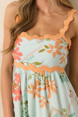 One Day At A Time Mint Green Floral Patchwork Maxi Dress