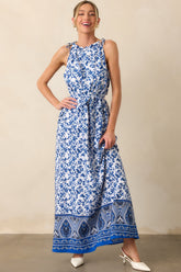 Effortless Days Blue Floral Sleeveless Maxi Dress