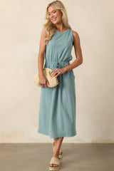 Moving Slowly Sage Cotton Gauze Sleeveless Midi Dress