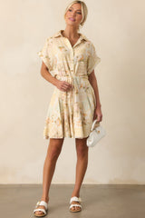 Made Me Smile Yellow Floral Patchwork Mini Dress