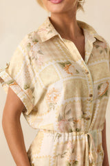 Made Me Smile Yellow Floral Patchwork Mini Dress