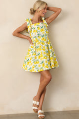 Sounds Like Fun Ivory Lemon Print Cotton Denim Mini Dress