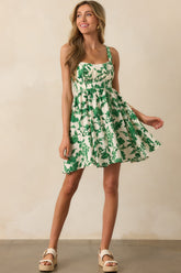 The Best Kind Of Days Green Floral Open Back Mini Dress