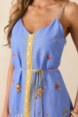 Bursting Blooms Periwinkle Multi Floral Midi Dress