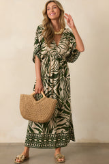 Sunshine On My Mind Green Palm Leaf Print Maxi Dress