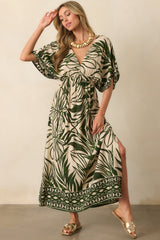 Sunshine On My Mind Green Palm Leaf Print Maxi Dress