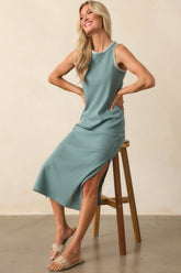 Z Supply Sage Green Cotton Delamer Whipstitch Rib Midi Dress