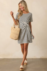 A Little Reminder Black Stripe Cotton Tie-Waist Mini Dress