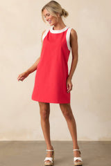 Bring The Good With You Red Cotton Shift Mini Dress