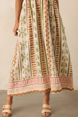 Always Intentional Light Beige Tropical Print Maxi Dress