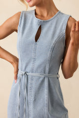 MINKPINK Light Wash Cotton Oliver Denim Midi Dress