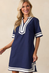 As Real As It Gets Navy Linen Short Sleeve Mini Dress