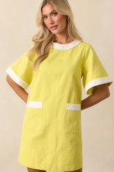 Game Changer Yellow Cotton Short Sleeve Mini Shift Dress