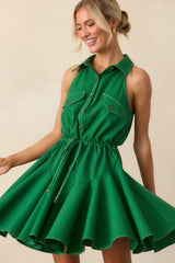 Something About Me Kelly Green Cotton Mini Shirt Dress