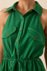 Something About Me Kelly Green Cotton Mini Shirt Dress