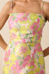 All Of Your Greatness Light Pink Floral Print Jacquard Midi Dress