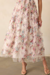 As Luck Would Have It Light Pink Floral Print Ruffle Maxi Dress