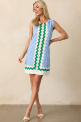 Before You Say A Word Light Blue Linen Blend Mini Shift Dress