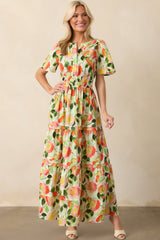 Something About It Orange Floral Print Cotton Maxi Dress