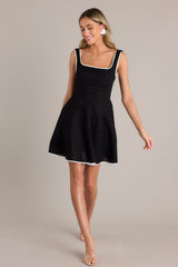 Classic Couture Black Cotton Blend Mini Dress