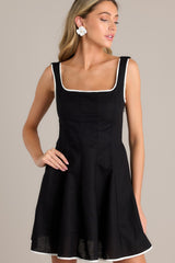 Classic Couture Black Cotton Blend Mini Dress