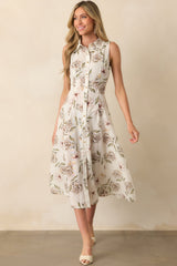 A Little Grace Goes A Long Way Ivory Multi Floral Print Midi Dress