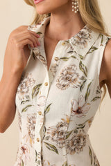 A Little Grace Goes A Long Way Ivory Multi Floral Print Midi Dress