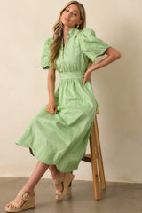 What Means The Most Light Green Cotton Maxi Shirt Dress