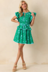 Still On my Mind Kelly Green Floral Print Cotton Mini Dress
