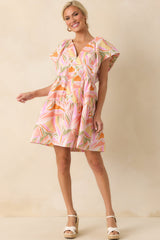 Too Cute To Care Light Pink Abstract Floral Print Cotton Mini Dress