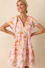 Too Cute To Care Light Pink Abstract Floral Print Cotton Mini Dress