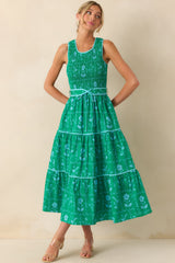 Making Sweet Memories Kelly Green Floral Print Cotton Maxi Dress