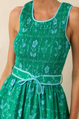 Making Sweet Memories Kelly Green Floral Print Cotton Maxi Dress