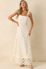 Making It Look Easy Ivory Guipure Lace Maxi Dress