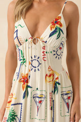 In The Back Of My Mind Ivory Patchwork Print Rayon Maxi Dress