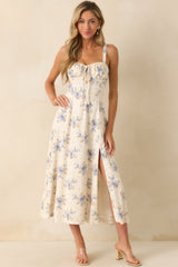 The Josephine Periwinkle Floral Corset Maxi Dress