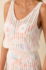 Beachside Bliss White Open Knit Cover Up Dress