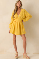 It Always Works Out Yellow Cotton Gauze Cover Up Mini Dress