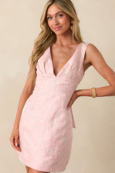 Daily Delight Light Pink Floral Jacquard Mini Dress
