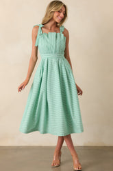 Sloane Grass Green Stripe Cotton Midi Dress