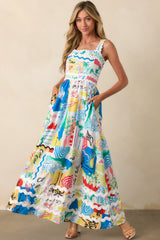 Prosperina Florence Multi Tropical Print Linen Maxi Dress