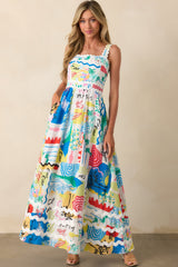 Prosperina Florence Multi Tropical Print Linen Maxi Dress