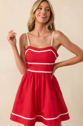 Prosperina Veronica Red Cotton Romper Dress