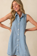 Z Supply Light Wash Cotton New Light Denim Mini Dress