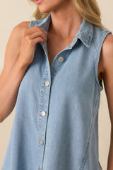 Z Supply Light Wash Cotton New Light Denim Mini Dress