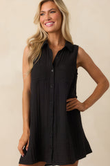 Z Supply Black Cotton New Light Gauze Mini Dress