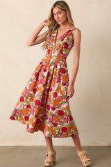 There's Always A Twist Pink Fruit Print Cotton Maxi Dress