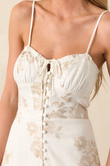 Tailor Made For You Beige Floral Button Front Maxi Dress