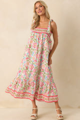 A Moment Of Its Own Pink Floral Print Cotton Maxi Dress